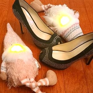 Women's Beaded Black Formal Heels by Caparros Size 7